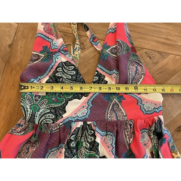 Yumi Kim Enchanted Silk Maxi Dress‎ Mosaic Print Back Cutout Detail Size Medium - Picture 10 of 11